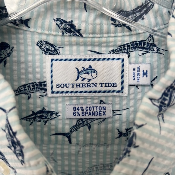 SOUTHERN TIDE Men's Balboa Printed Seersucker Short Sleeve Size M EUC - Picture 4 of 11